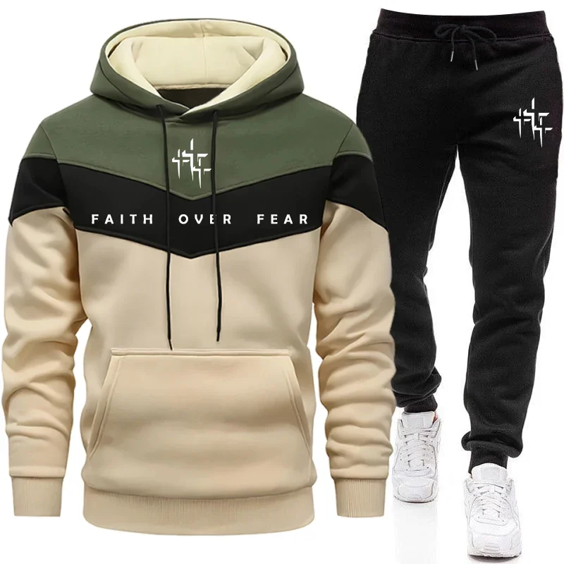 Street Fashion Art - Faith Over Fear Setelan Olahraga Pria,