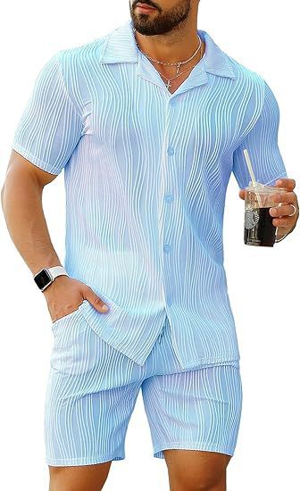Street Fashion Men - Pakaian Pria 2 Potong Set Kemeja