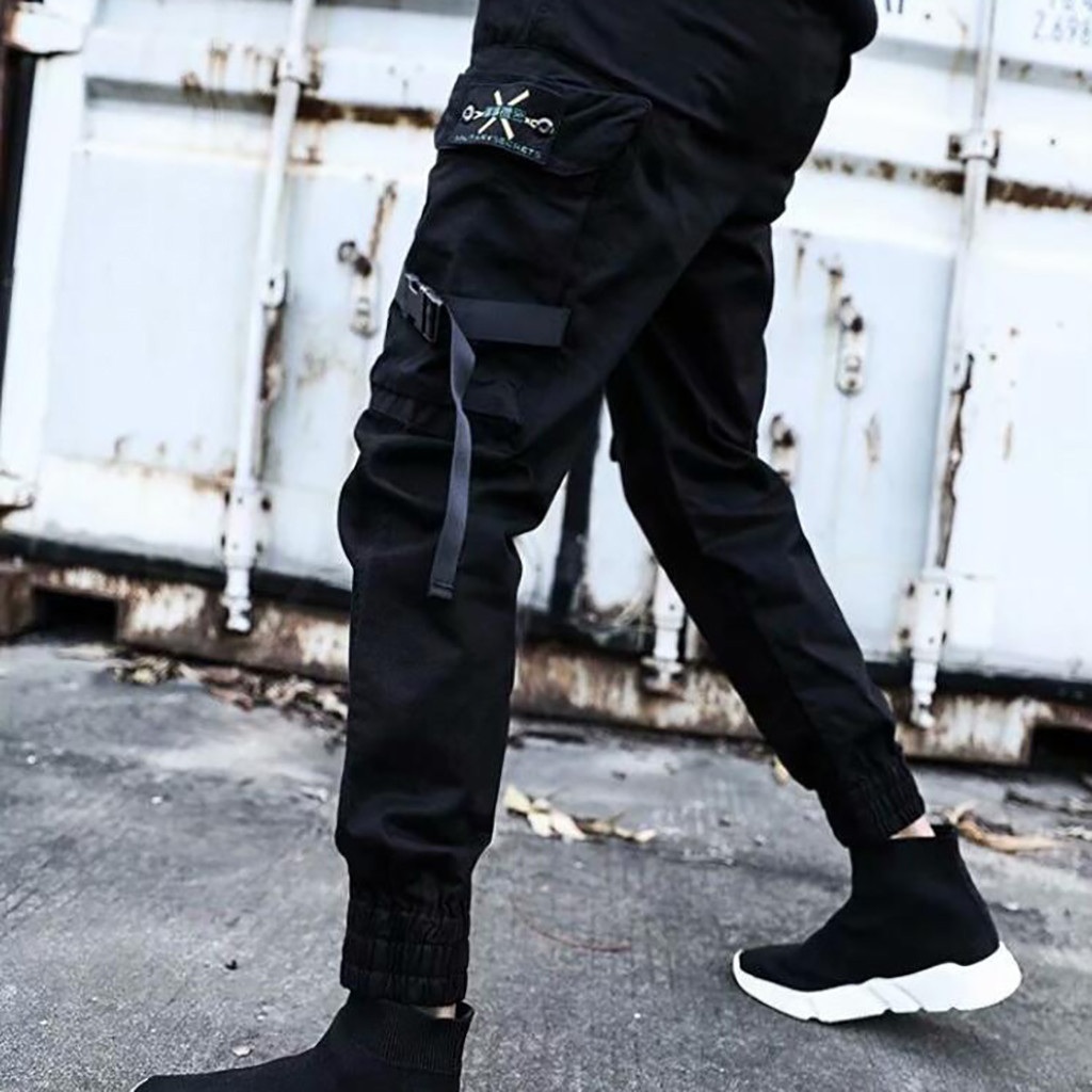 Street Fashion Art - Celana Cargo Longgar Pria Streetwear Trendi