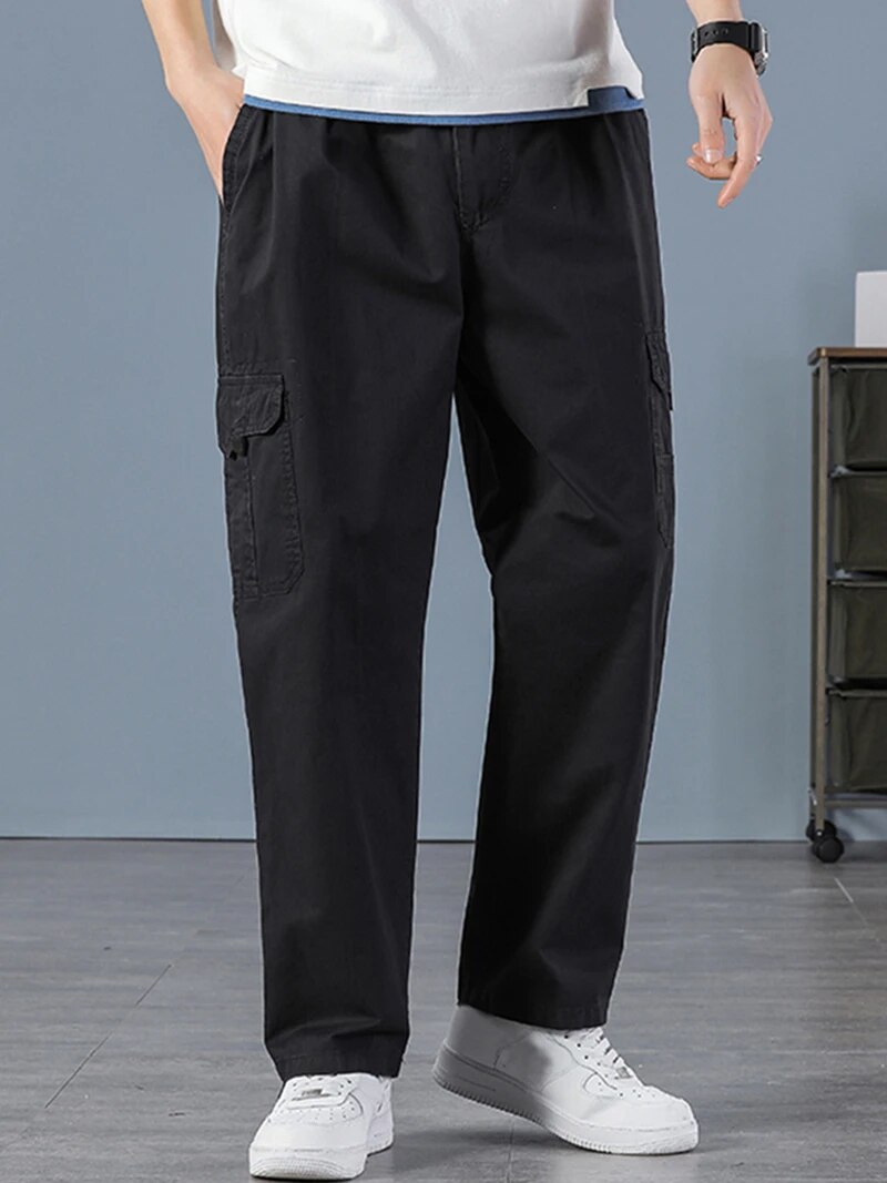 Street Fashion Art - Celana joging hitam lurus katun 100%