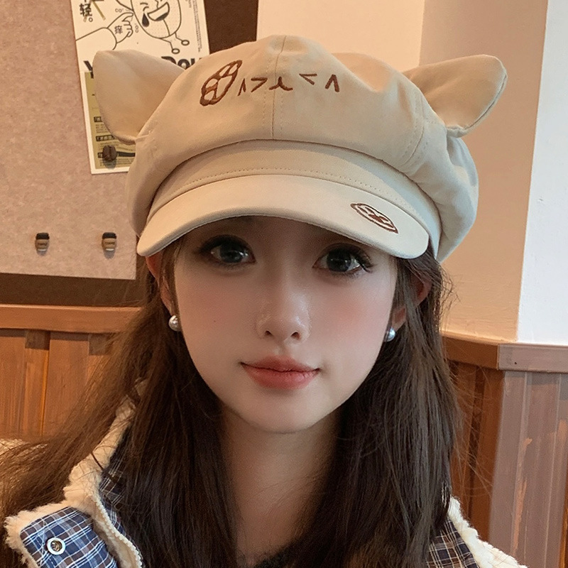 Street Fashion Photoshoot - Topi Oktagonal Wanita, Beret Berpinggiran Pendek,