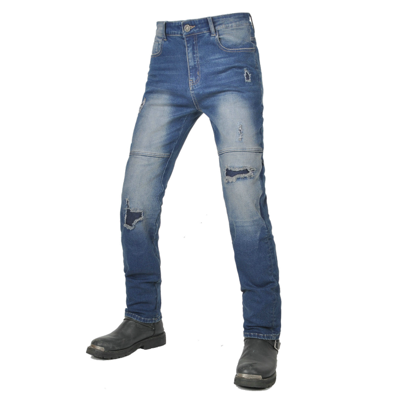 Distressed Jean Rip - Celana Jeans Pelindung Wanita untuk Berkendara