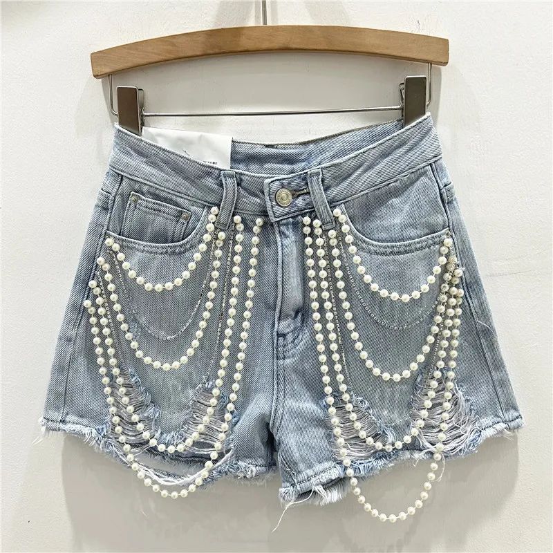 Distressed Jean Rip - Celana Pendek Jeans Denim Robek Berlubang