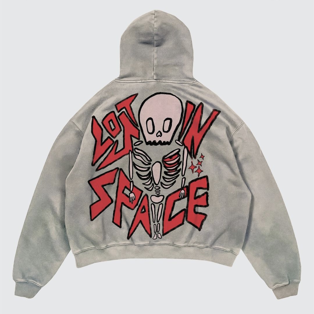 Street Fashion Goth - Street Y2K Hoodie lengan panjang motif