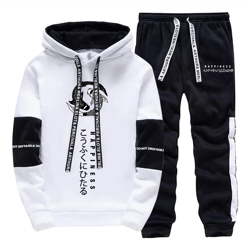 Street Fashion Men - Setelan Olahraga Pria Modis, Hoodie Kasual
