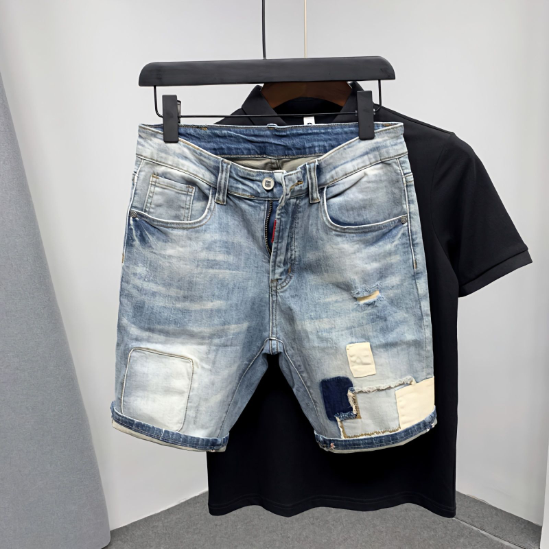 Distressed Jean Rip - Celana Denim pria lurus, celana jins