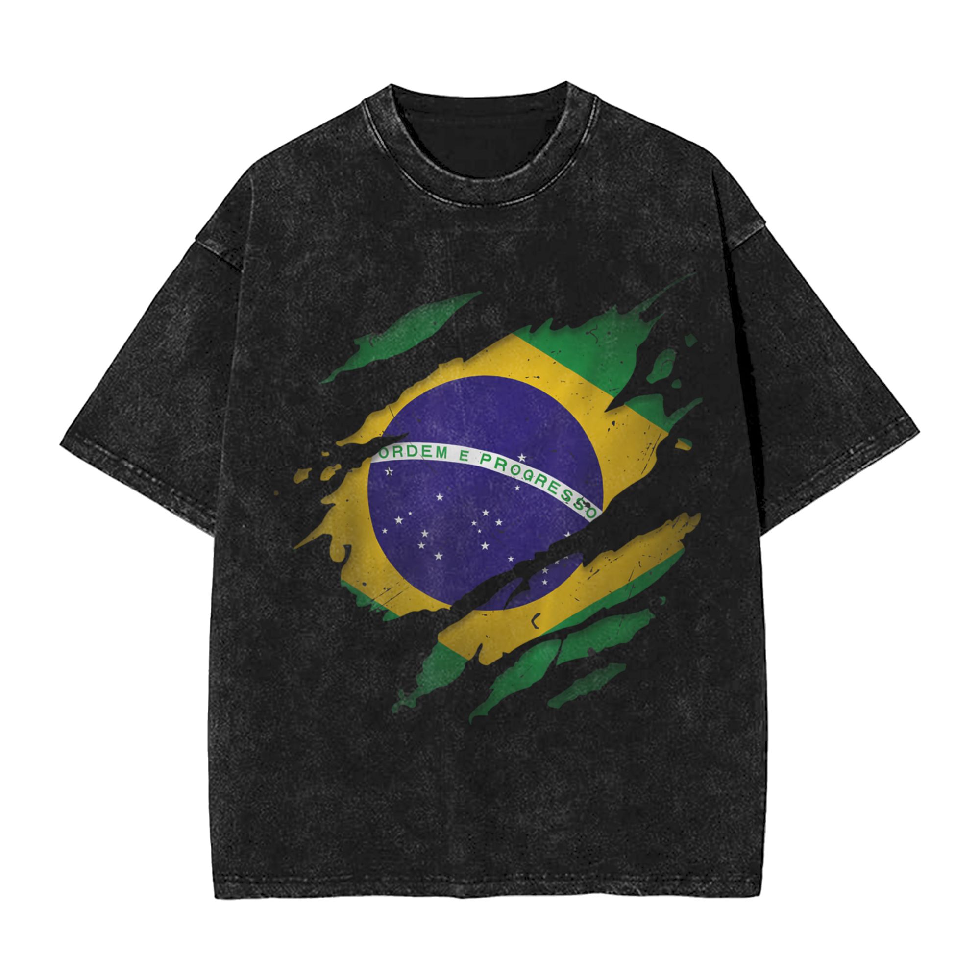 Street Fashion Brazil - Kaus Oblong Bendera Brasil Brasil, Kaus