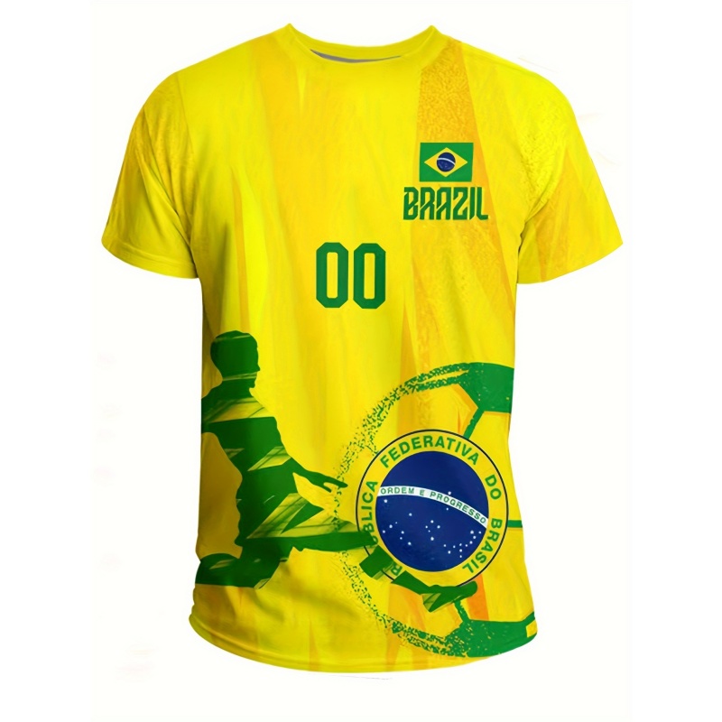 Street Fashion Brazil - Kaos Olahraga Brasil 3D Print untuk
