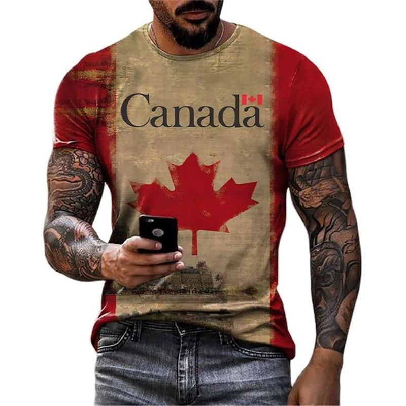 Kaus bendera Kanada Retro 3D k - Street Fashion Canada ulasan dan harga