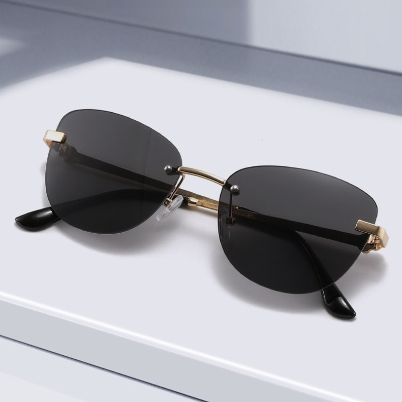 Kacamata Hitam Oval Tanpa Bing - Street Fashion Photoshoot ulasan dan harga