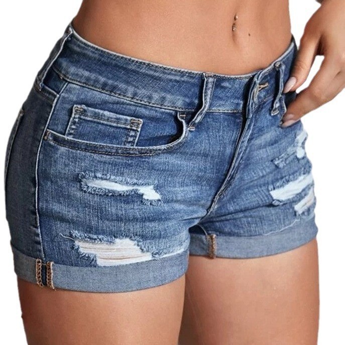 Celana Pendek Jeans Denim High - Distressed Jean Rip ulasan dan harga