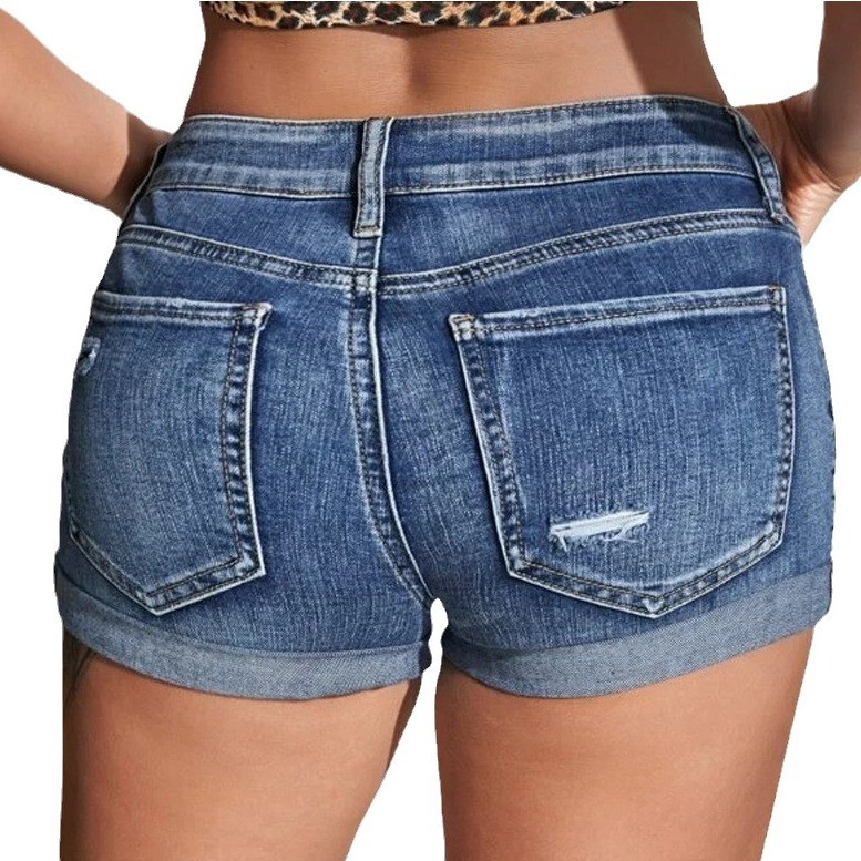 Celana Pendek Jeans Denim High - Distressed Jean Rip ulasan dan harga