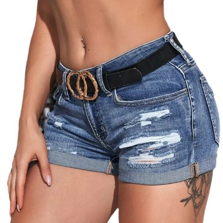 Celana Pendek Jeans Denim High - Distressed Jean Rip ulasan dan harga