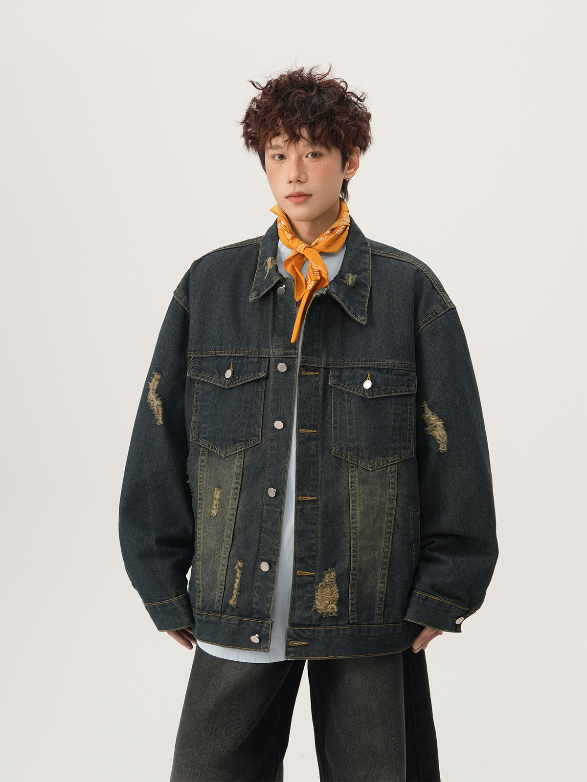 Jaket Denim Robek Gaya Amerika - Street Fashion American ulasan dan harga