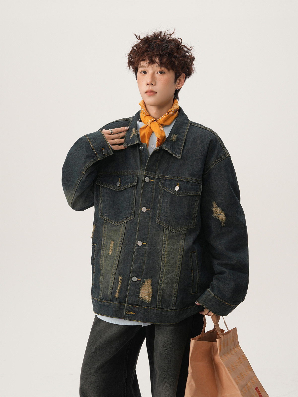 Jaket Denim Robek Gaya Amerika - Street Fashion American ulasan dan harga