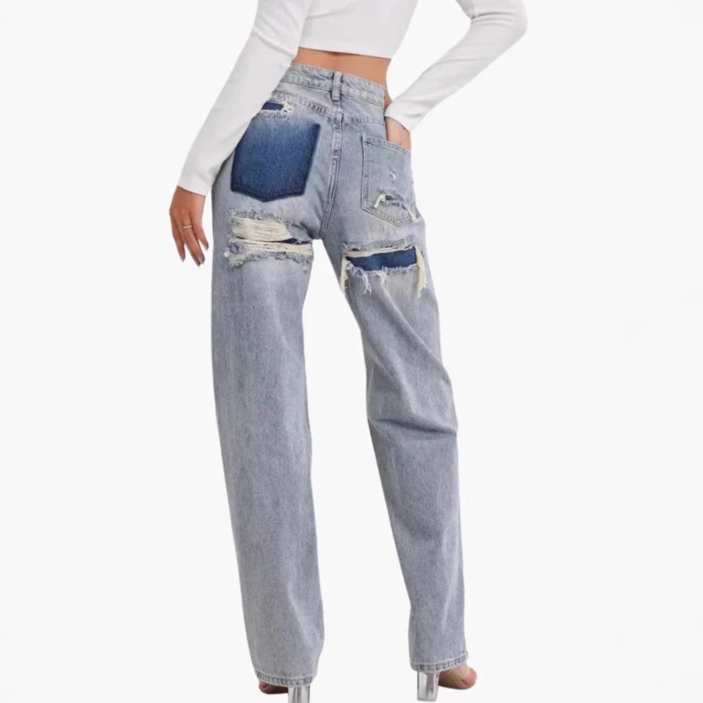 Celana Jeans Denim Wanita Mode - Distressed Jean Rip ulasan dan harga
