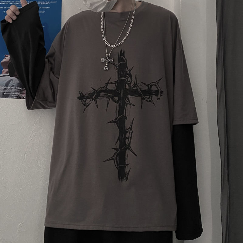 Pakaian Grunge T-shirt Emo Len - Street Fashion Goth ulasan dan harga