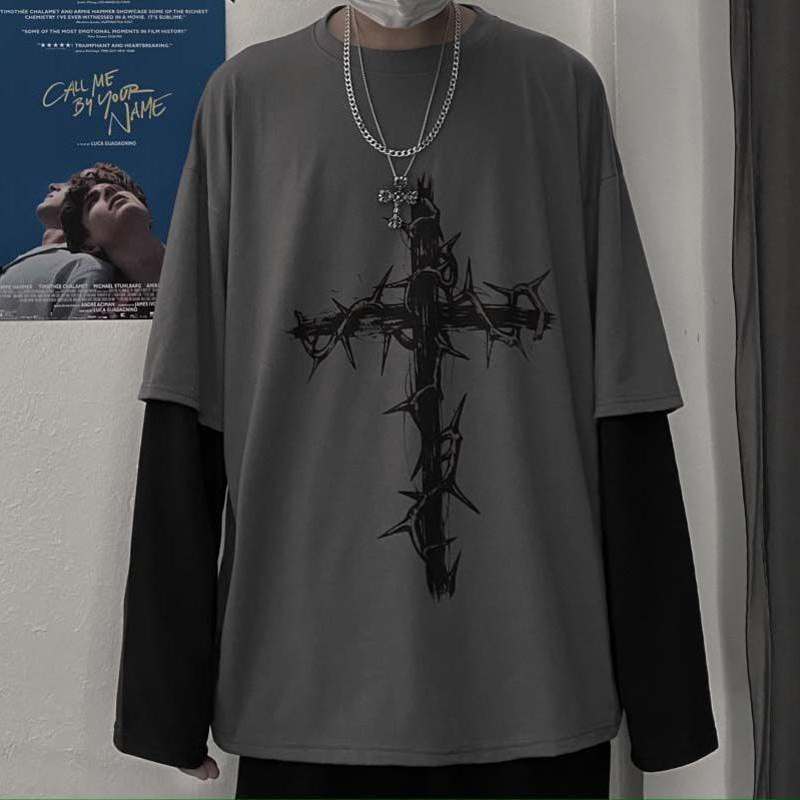 Pakaian Grunge T-shirt Emo Len - Street Fashion Goth ulasan dan harga