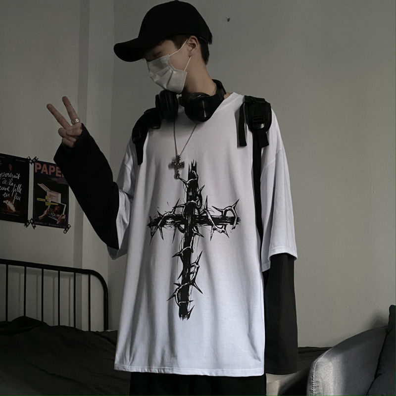 Pakaian Grunge T-shirt Emo Len - Street Fashion Goth ulasan dan harga