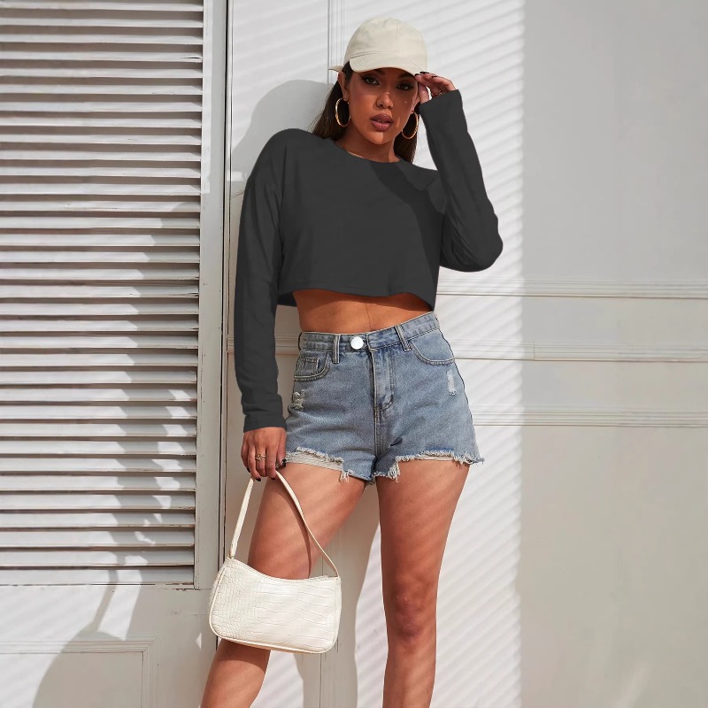 Kaos Crop Top Wanita Polos Tip - Fashion Street Yoga ulasan dan harga