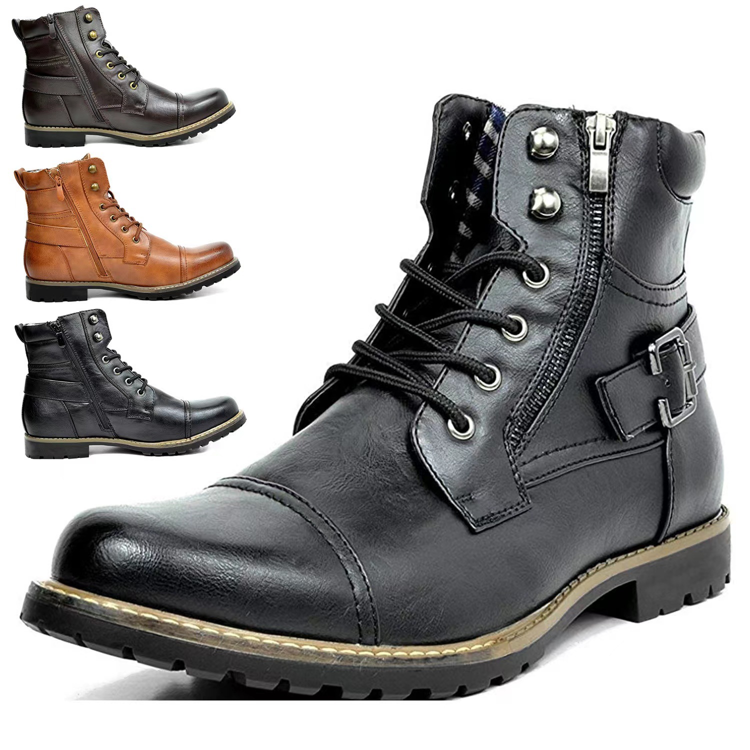 Sepatu Boots Kulit Pria Multi- - Street Fashion Look ulasan dan harga