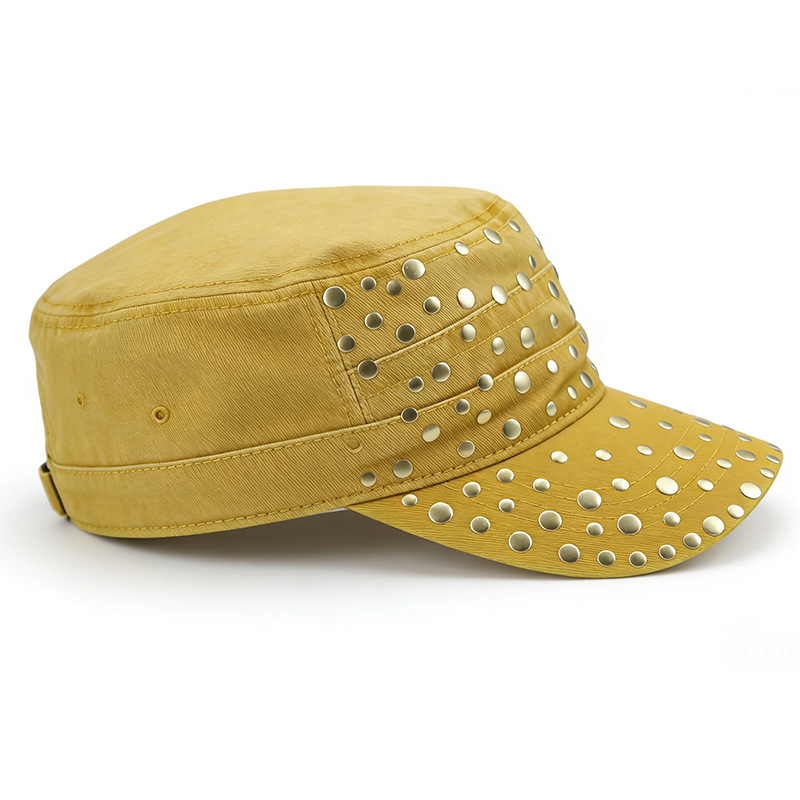 Topi Flat-Top Gaya Retro Punk  - Street Fashion Photoshoot ulasan dan harga