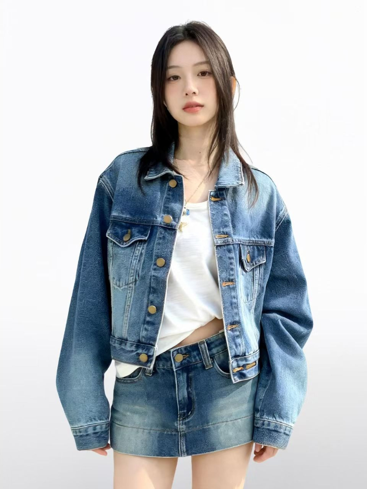 Setelan Denim 2 Potong Wanita  - Street Fashion American ulasan dan harga