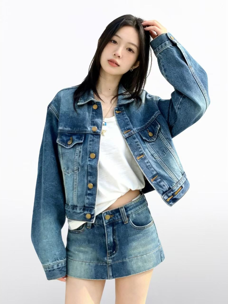 Setelan Denim 2 Potong Wanita  - Street Fashion American ulasan dan harga