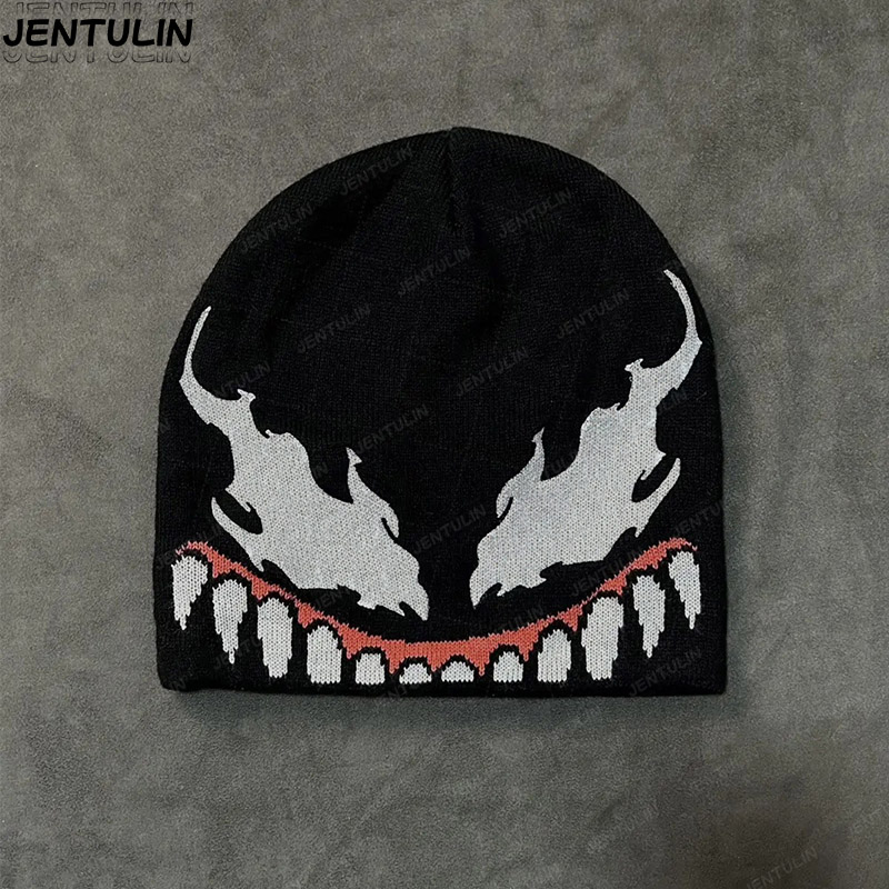 Topi Rajut Jacquard Gaya Spide - Street Fashion Goth ulasan dan harga