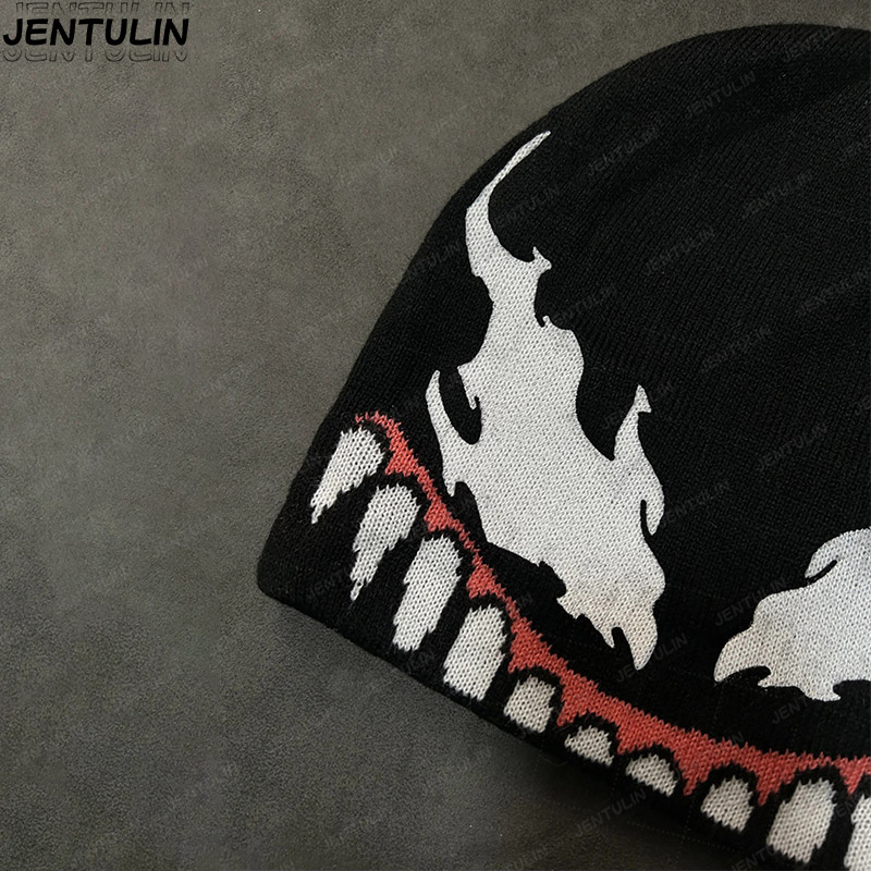 Topi Rajut Jacquard Gaya Spide - Street Fashion Goth ulasan dan harga