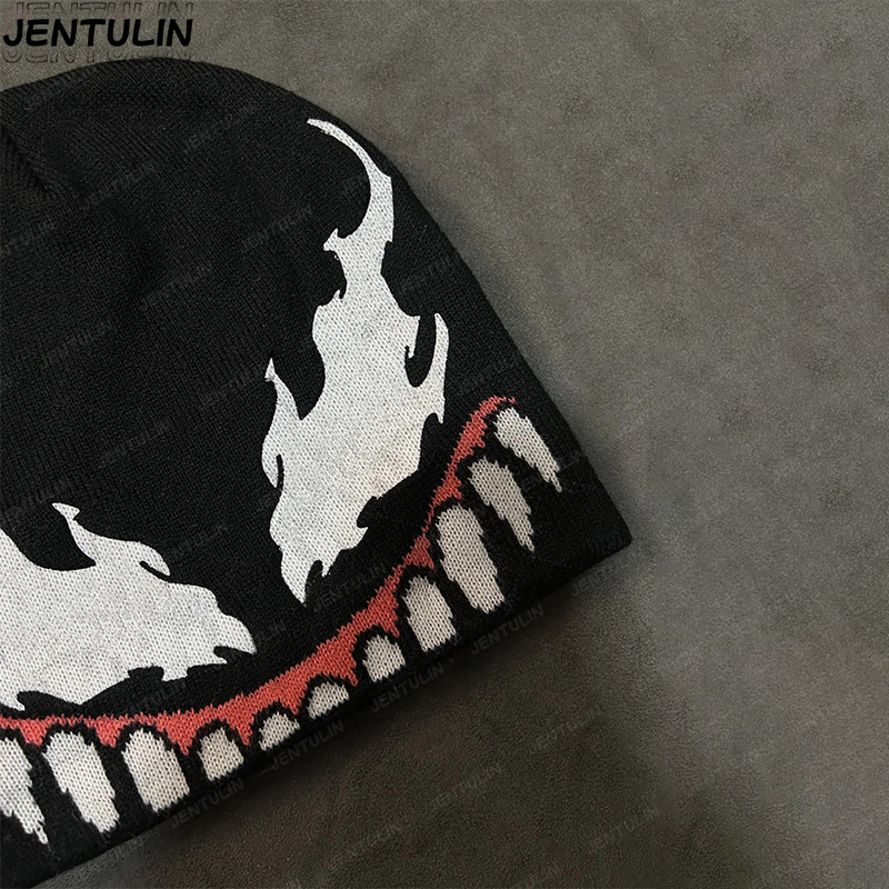 Topi Rajut Jacquard Gaya Spide - Street Fashion Goth ulasan dan harga
