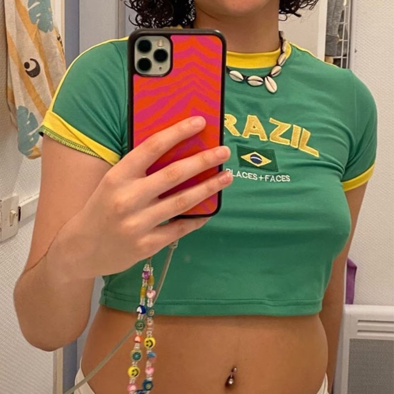 Atasan Crop Y2k wanita musim p - Street Fashion Brazil ulasan dan harga