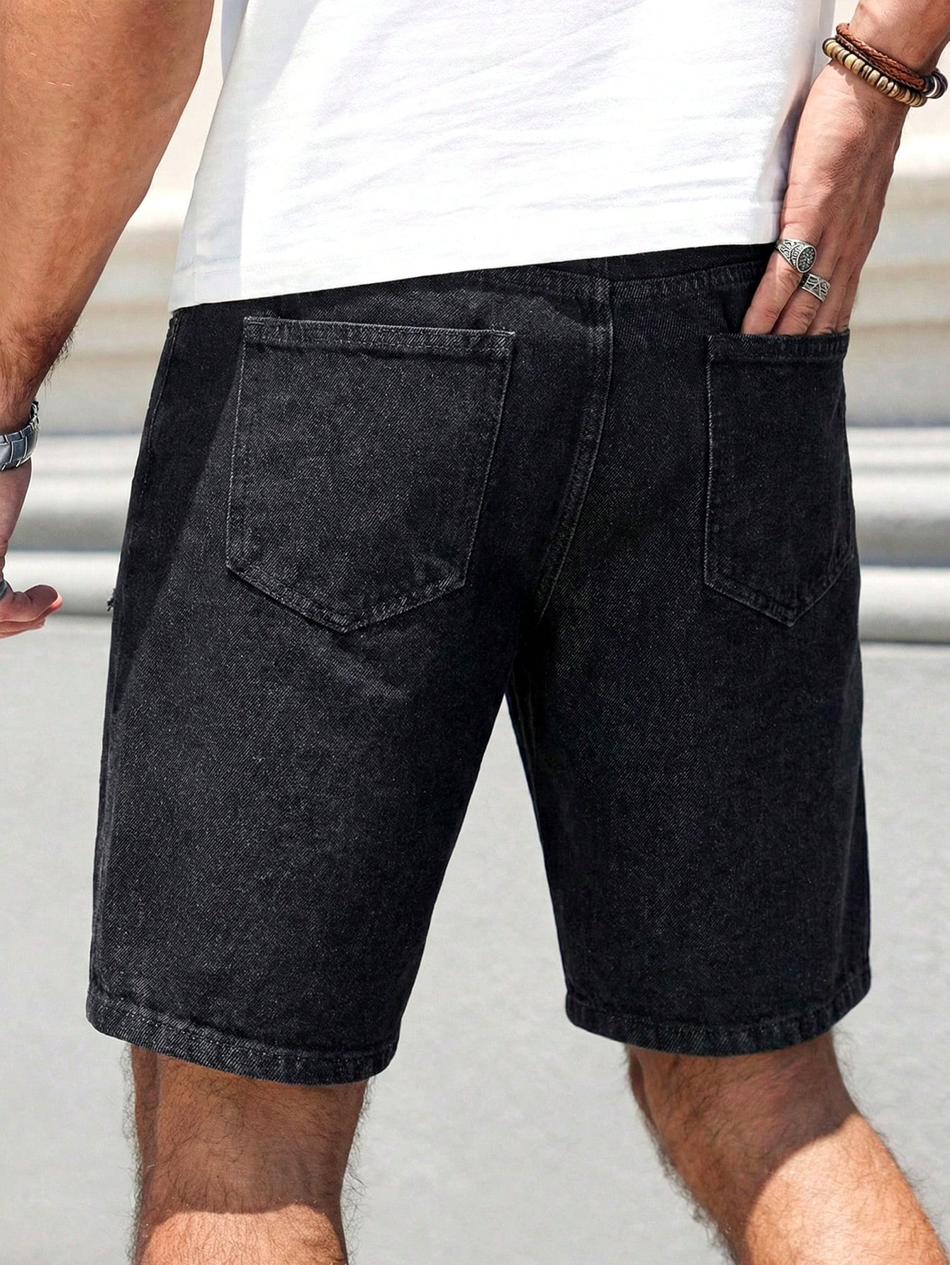Celana Pendek Denim Pria Warna - Distressed Jean Rip ulasan dan harga