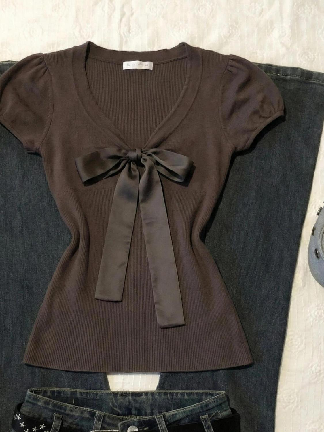 Kaos Vintage Bow Y2k Slim Seks - Street Fashion Goth ulasan dan harga