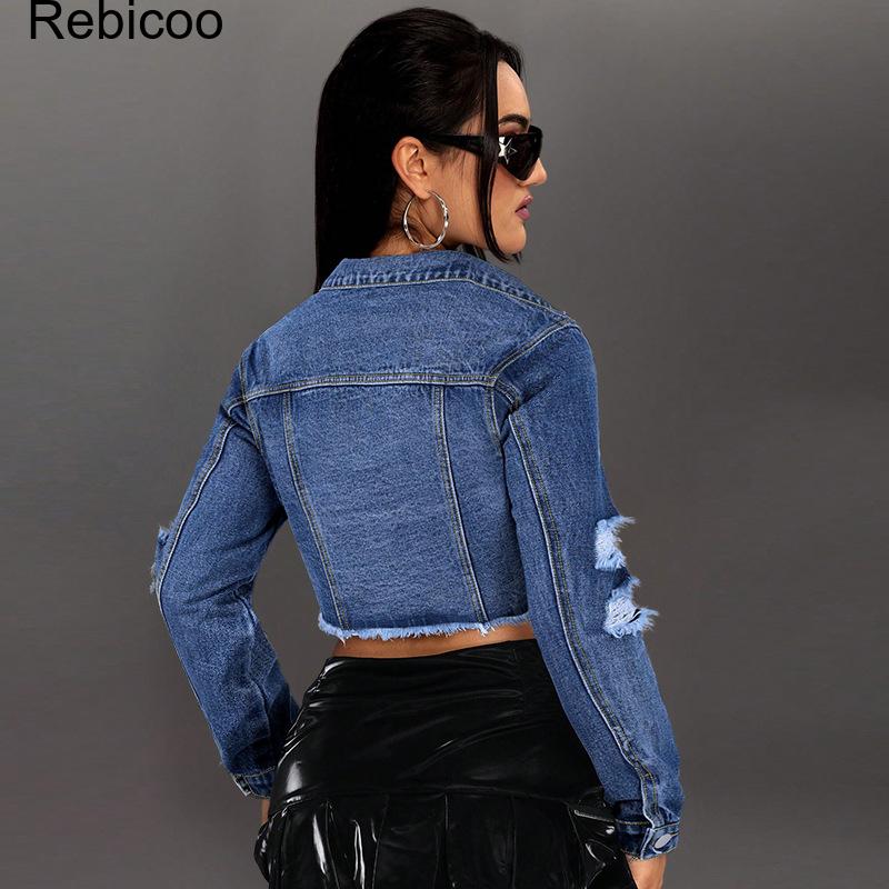 Jaket Denim Crop Wanita Lengan - Distressed Jean Rip ulasan dan harga