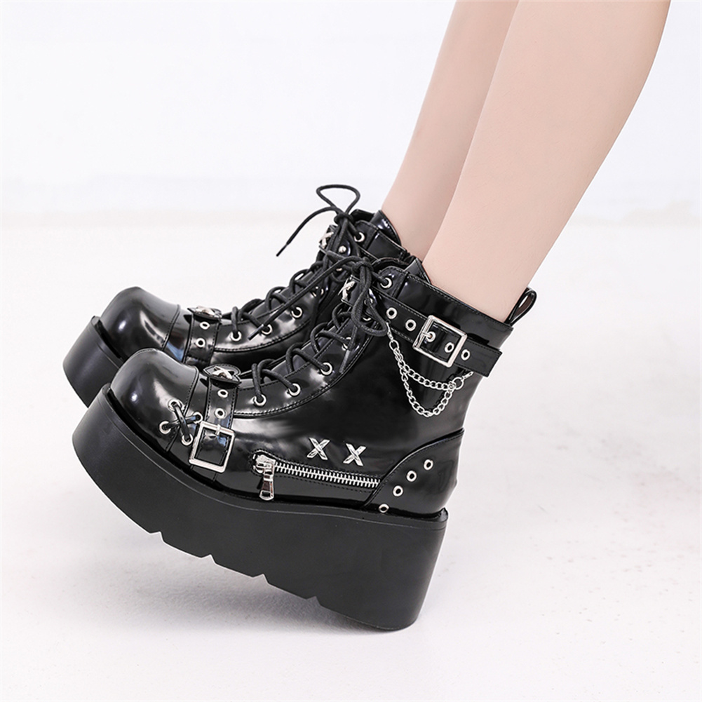 Sepatu Boots Wanita Model Goth - Street Fashion Goth ulasan dan harga