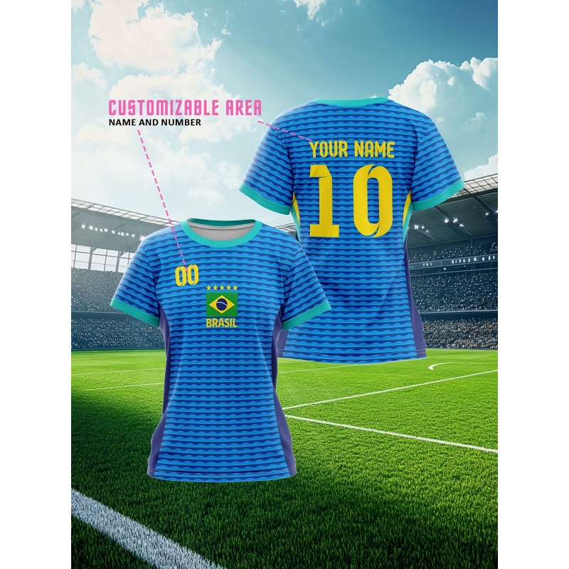 Kaos Olahraga Brasil 3D Print  - Street Fashion Brazil ulasan dan harga