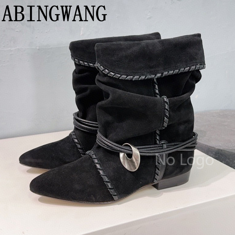 Sepatu Boots Kulit Suede Hak K - Street Fashion Rome 2025 ulasan dan harga