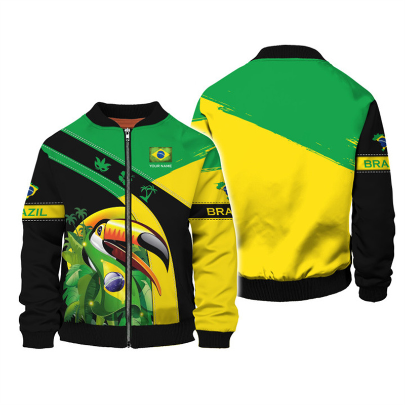 Jaket motif 3D Emblem Nasional - Street Fashion Brazil ulasan dan harga