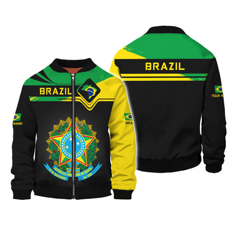 Jaket motif 3D Emblem Nasional - Street Fashion Brazil ulasan dan harga