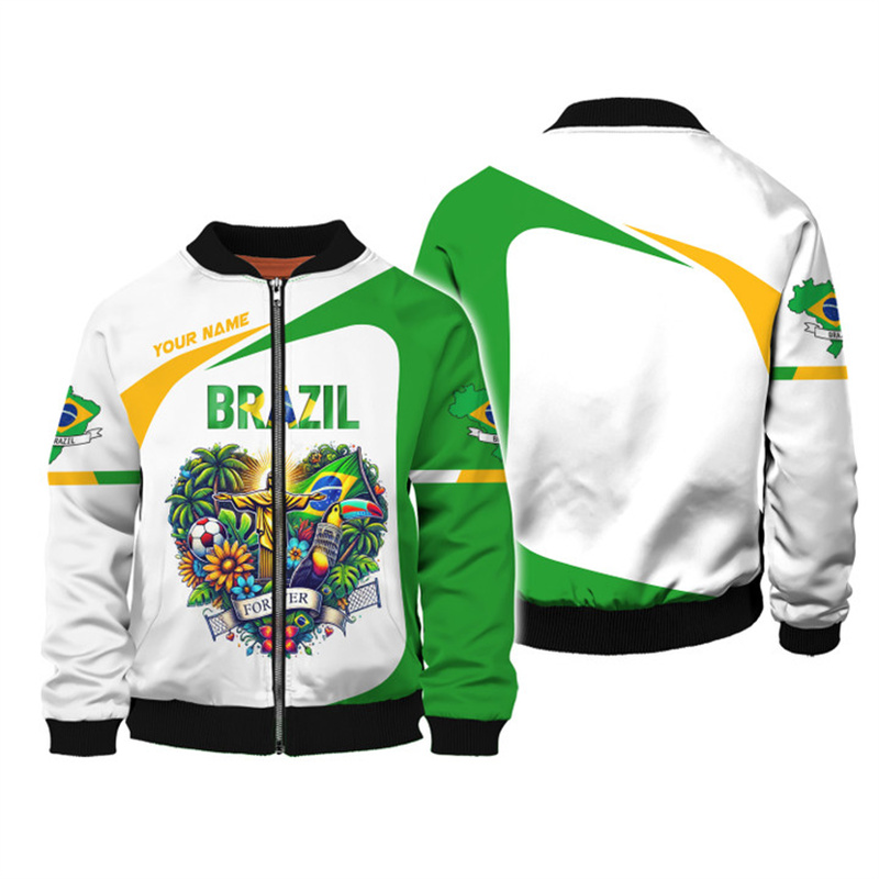 Jaket motif 3D Emblem Nasional - Street Fashion Brazil ulasan dan harga