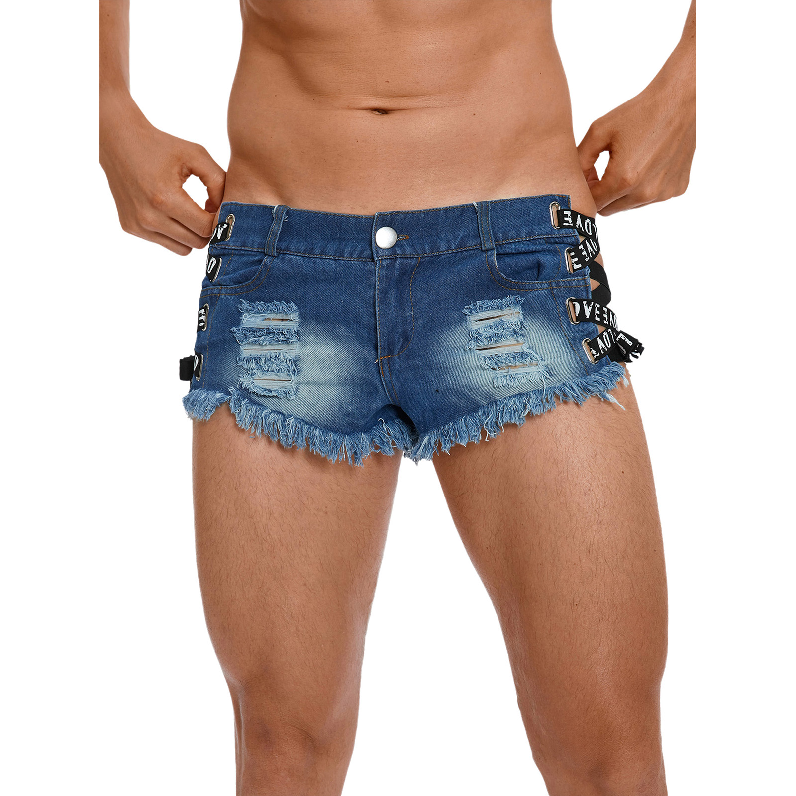 Celana Pendek Denim Mini Pria  - Distressed Jean Rip ulasan dan harga