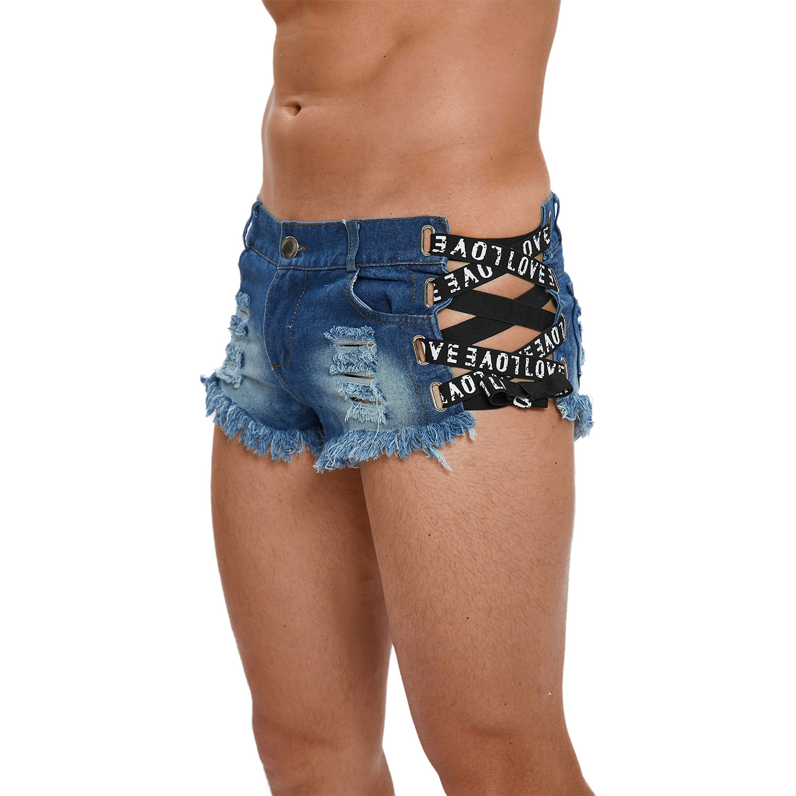 Celana Pendek Denim Mini Pria  - Distressed Jean Rip ulasan dan harga